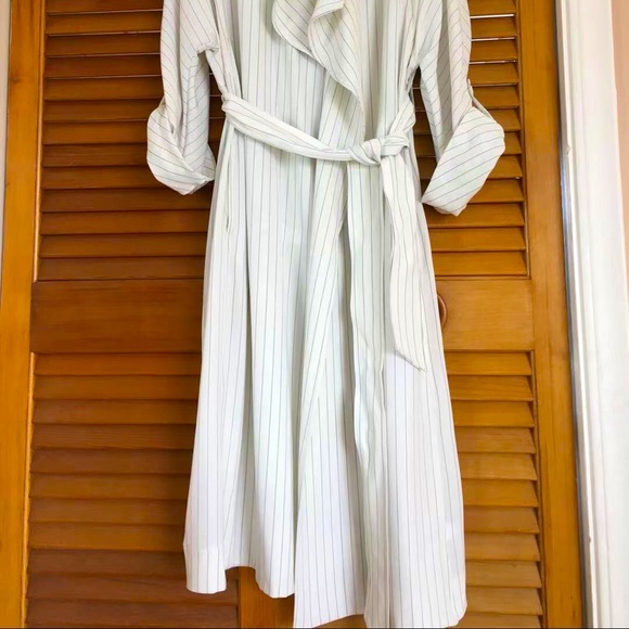 Long belted wrap coat Striped trench - Picture 2 of 4